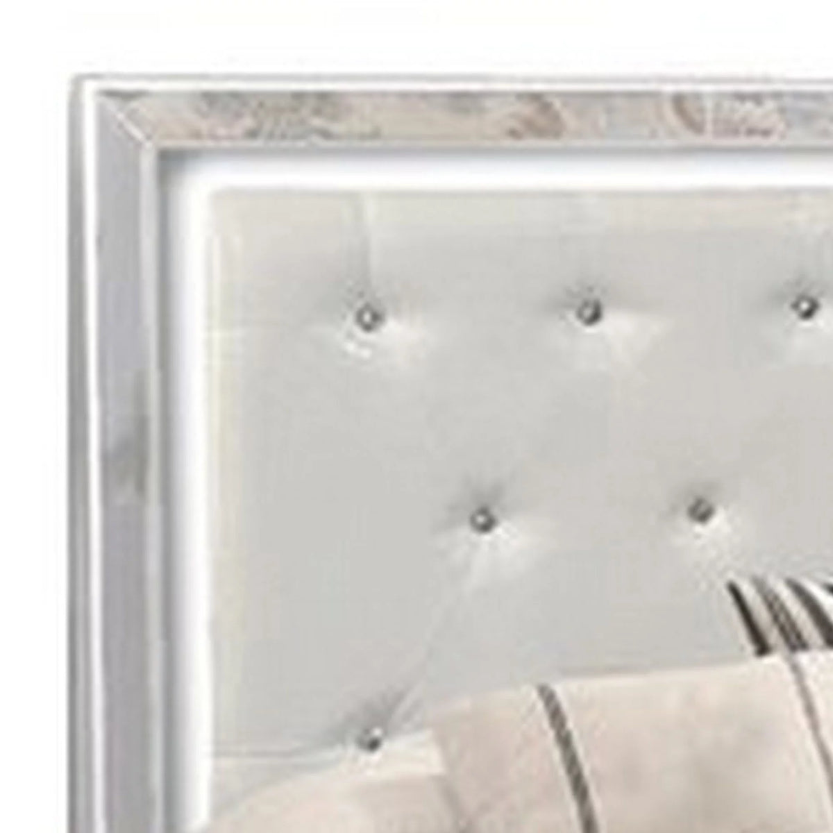 Modern Wood Queen Bed with Tufted Headboard Y55188