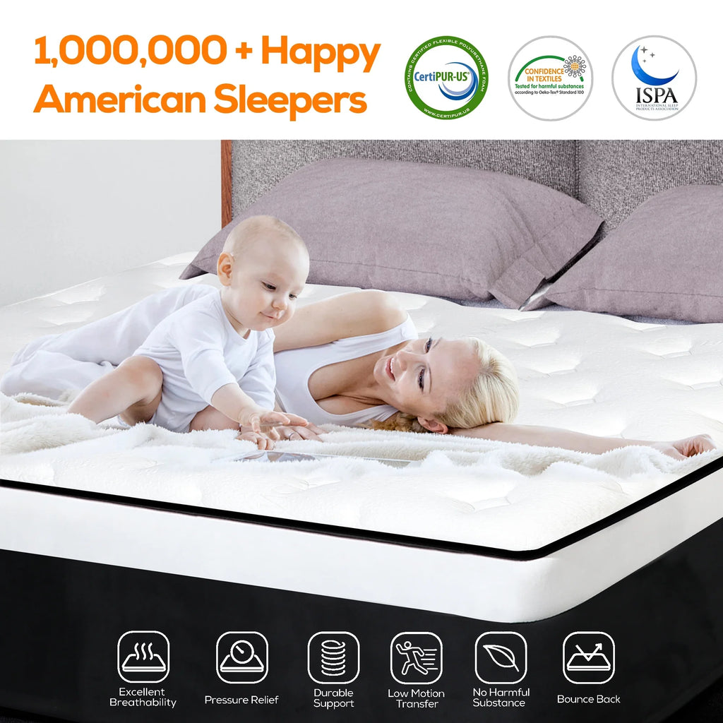 14 inch Gel Memory Foam Pocket Spring Hybrid Mattress V876