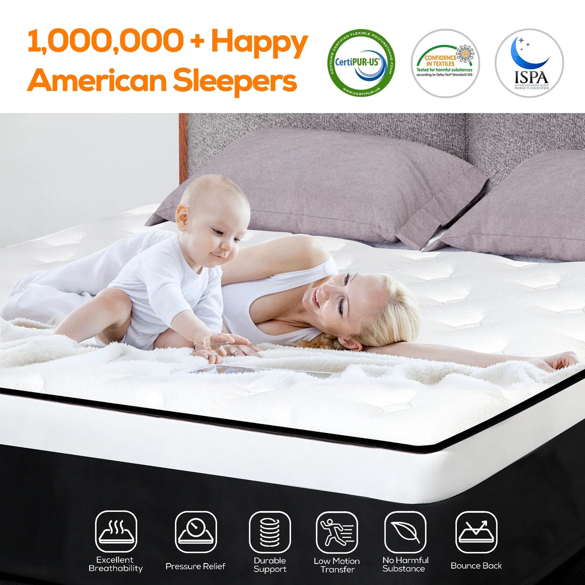 14 inch Gel Memory Foam Pocket Spring Hybrid Mattress V876