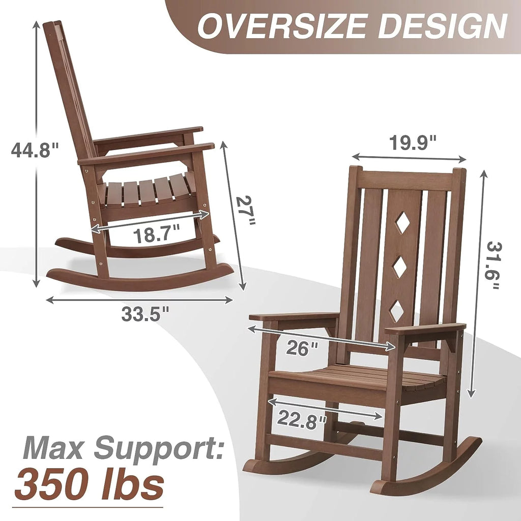 Oversized Weather Resistant Rocking Chair 350lbs Black X236