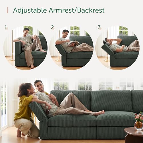 Beige Corduroy Modular Sectional Sofa with Storage M865
