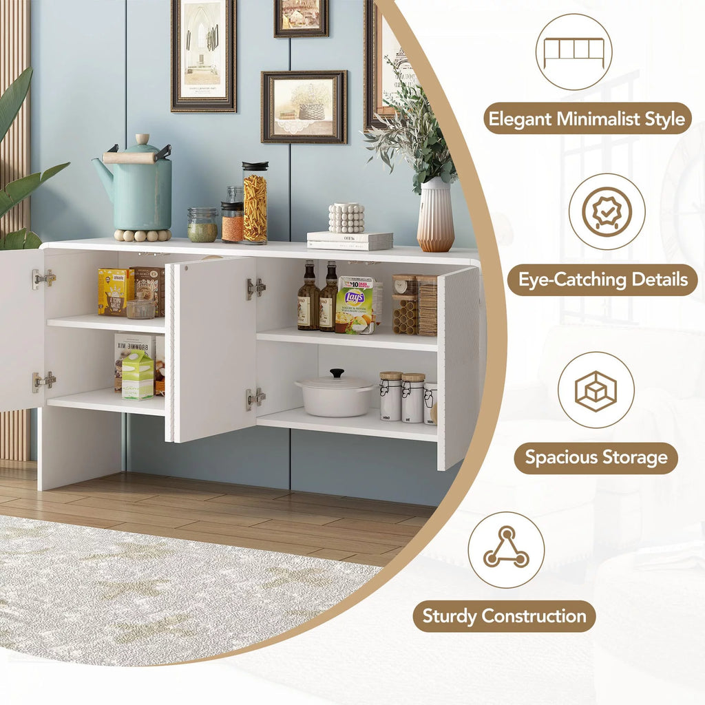 60" Wooden Sideboard with 4 Doors Z324