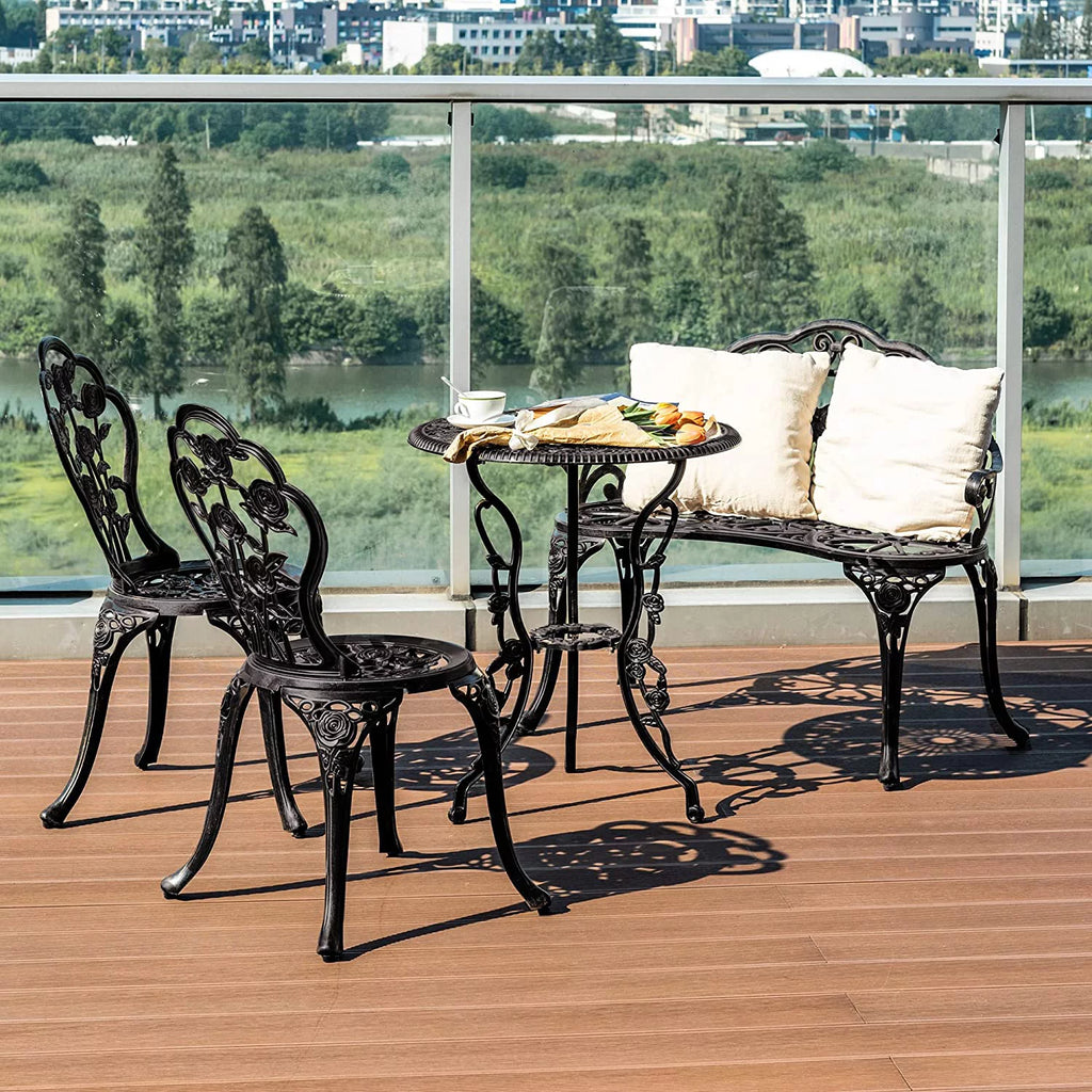 4 Piece Black Aluminum Patio Conversation Set P380