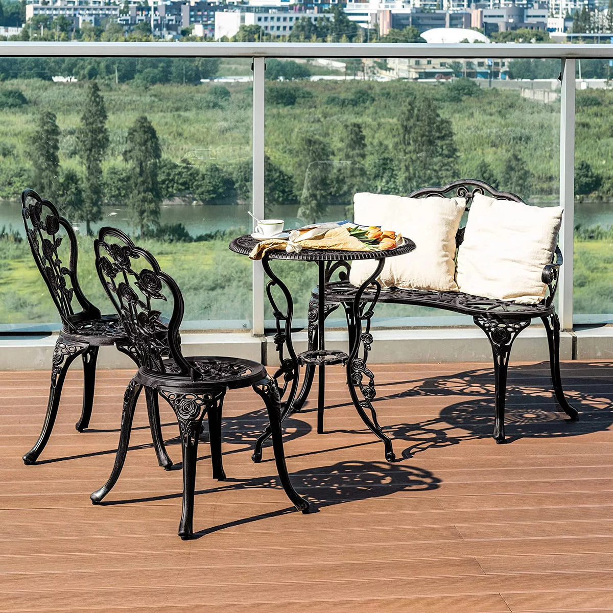 4 Piece Black Aluminum Patio Conversation Set P380