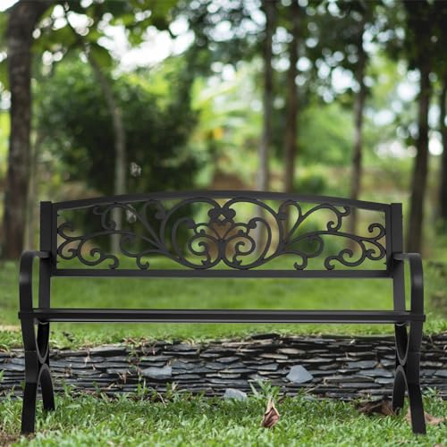 Black Metal Loveseat Bench U6805