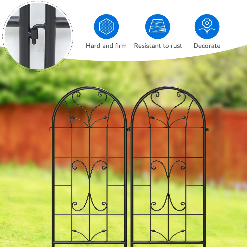 Black Metal Garden Arch Trellises 2 Pack S485651