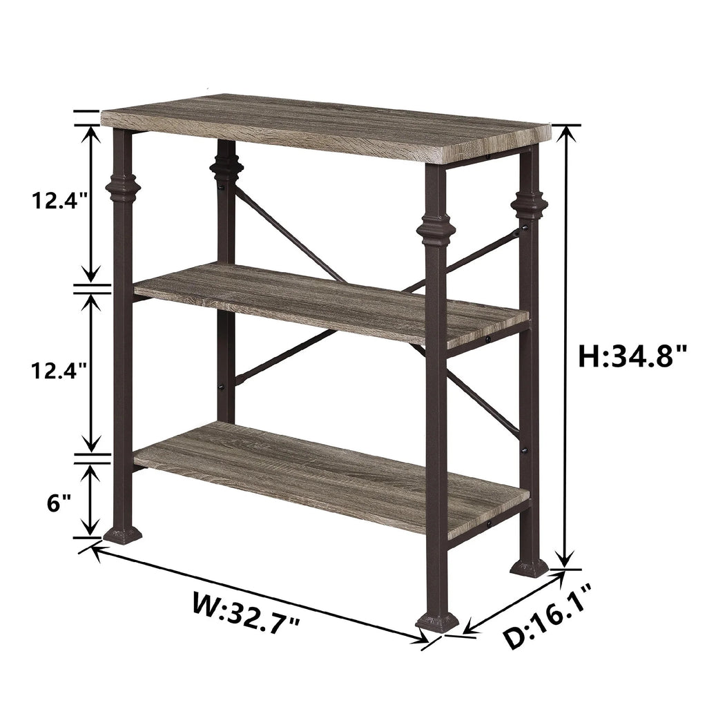 3-Tier Rustic Industrial Bookshelf K91877