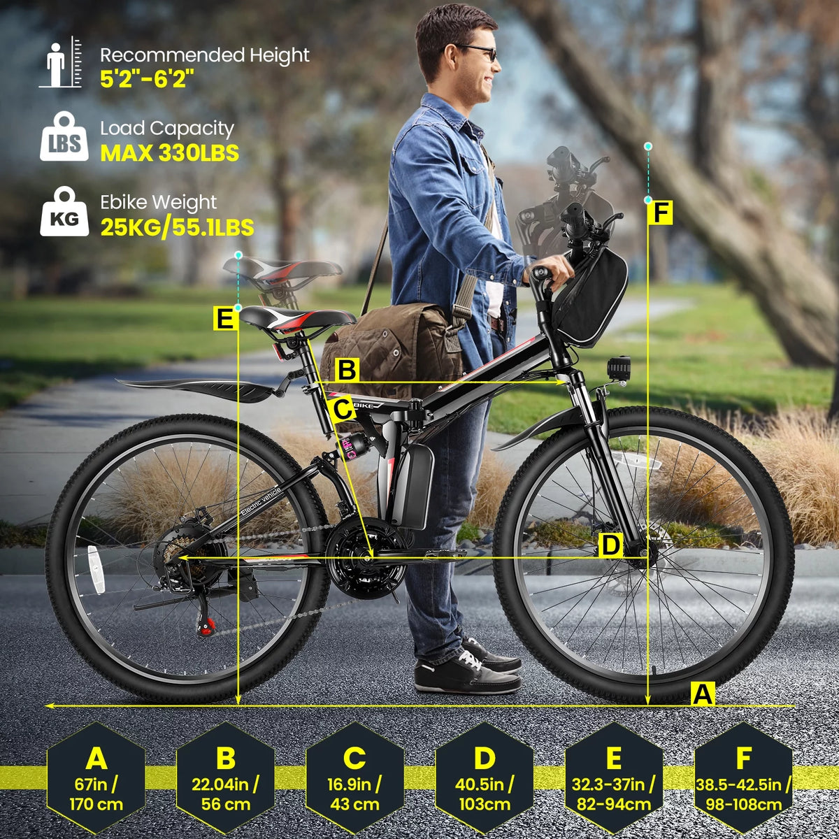 500W 26" Folding Electric Bicycle U89196