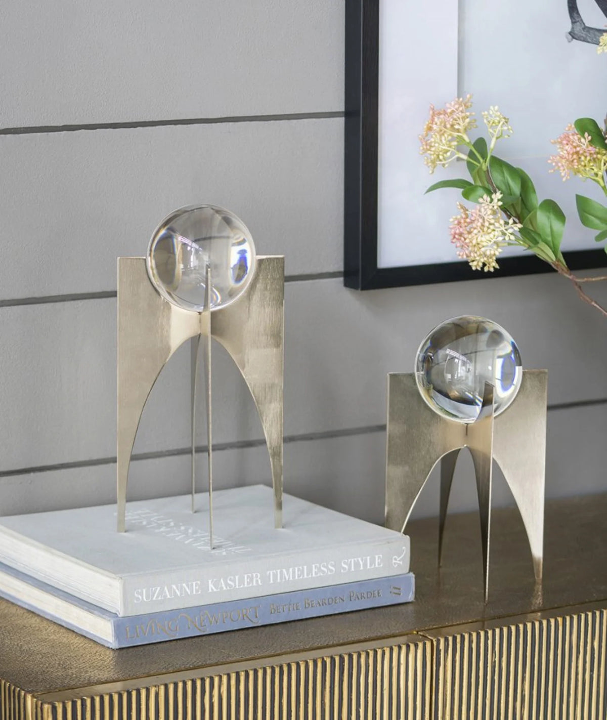 Silver Crystal Ball Statues with Stand 2ct D860387