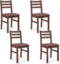 Walnut Set of 4 Wooden Dining Chairs with Padded Seat X438