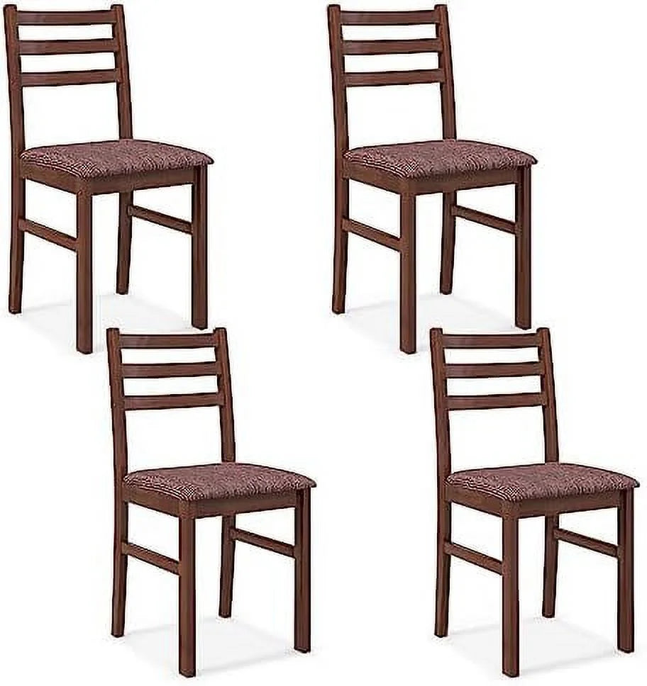 Walnut Set of 4 Wooden Dining Chairs with Padded Seat X438