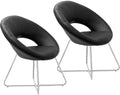 PU Leather Accent Chairs Set of 2 with Chrome Steel Legs M753908
