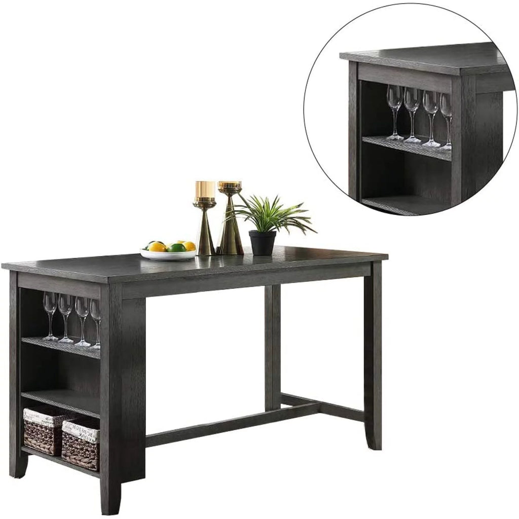 1pc Counter Height Dining Table with Storage Shelves N9100
