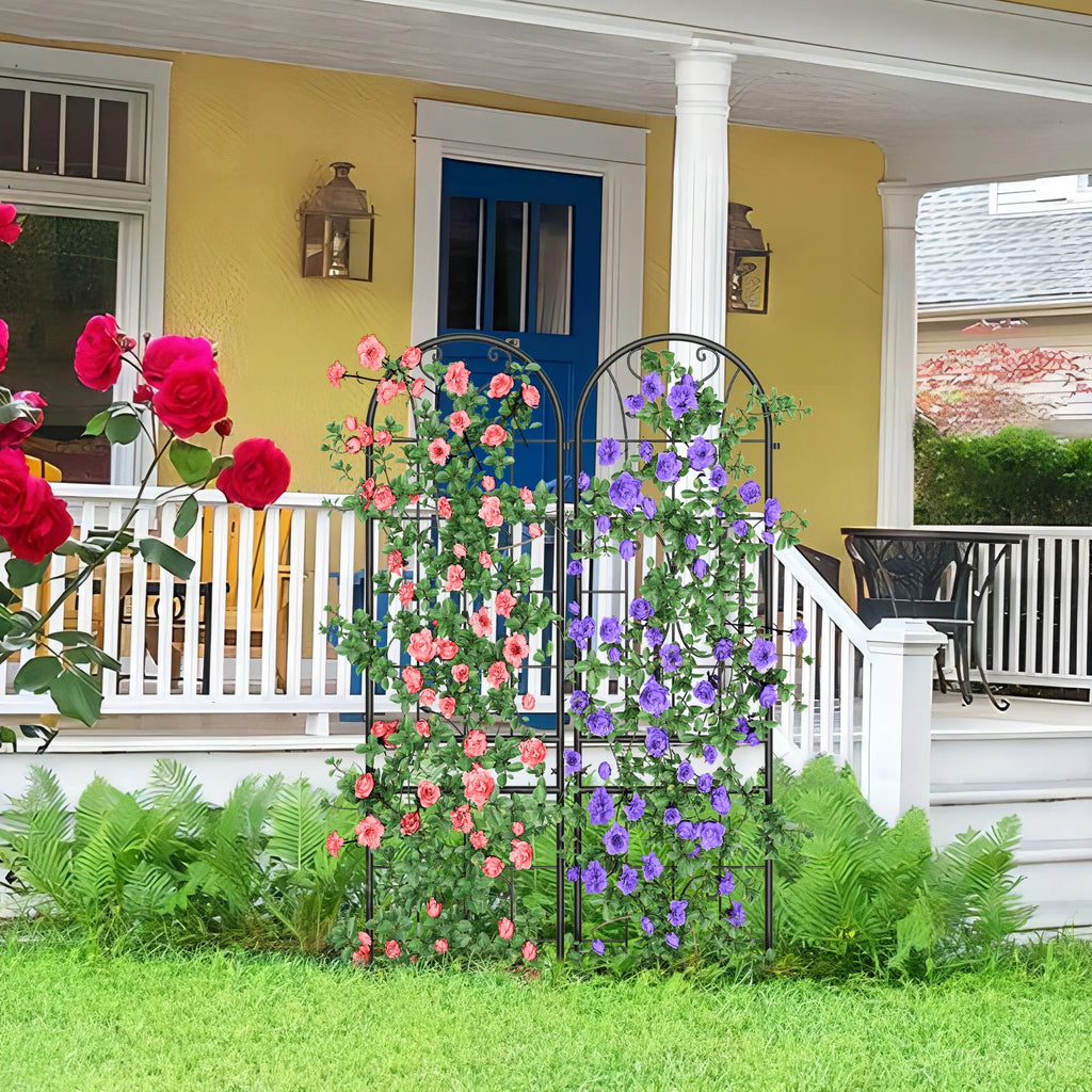 Black Metal Garden Arch Trellises 2 Pack S485651