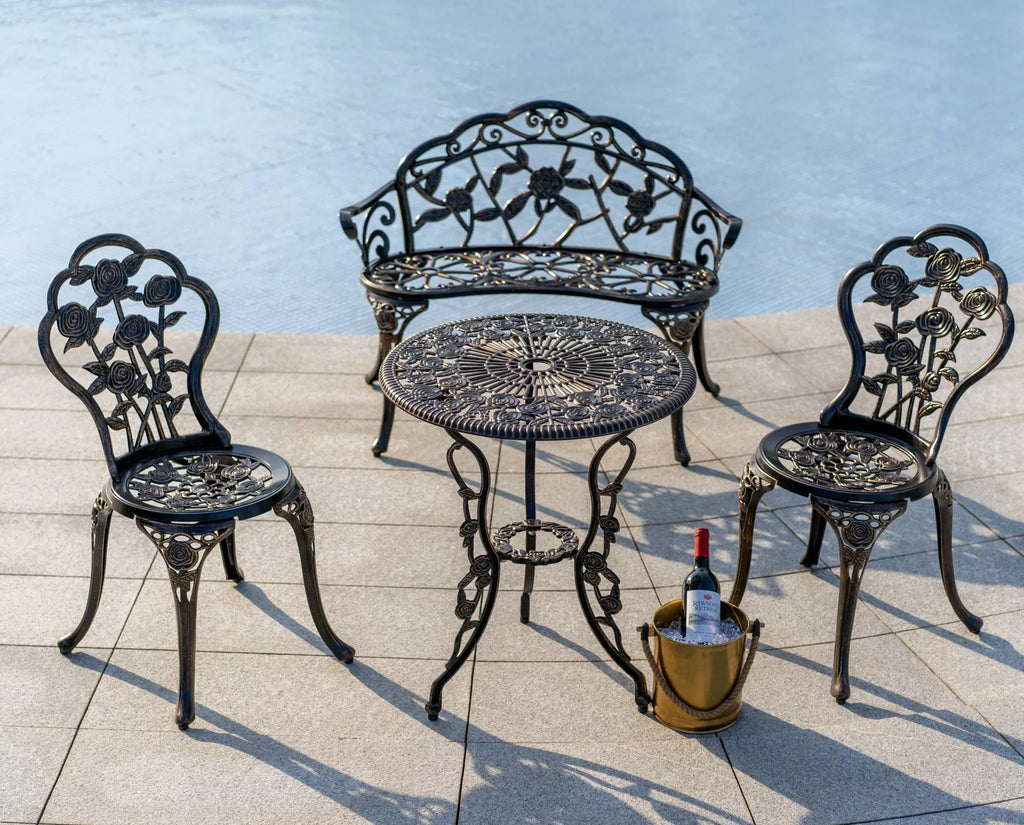 4 Piece Black Aluminum Patio Conversation Set P380
