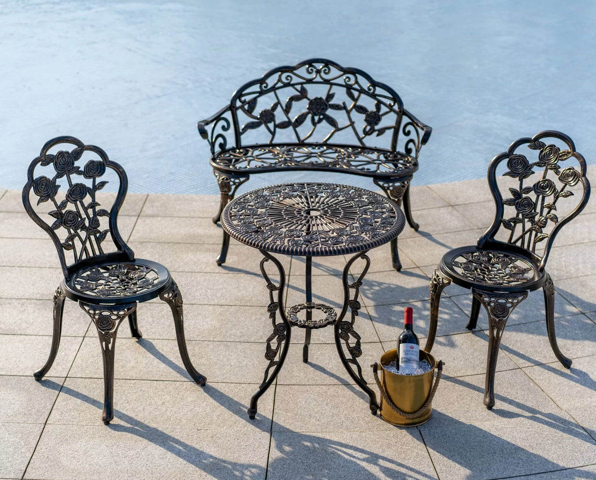 4 Piece Black Aluminum Patio Conversation Set P380