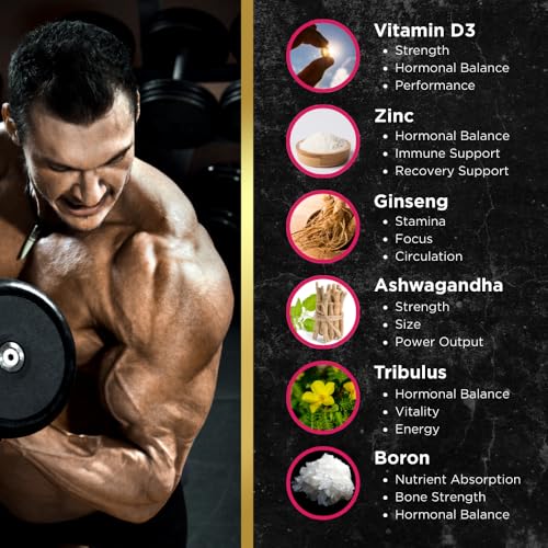 150 Capsules Tribulus Terrestris Ginseng Vitamin D3 Ashwagandha Supplement T236051