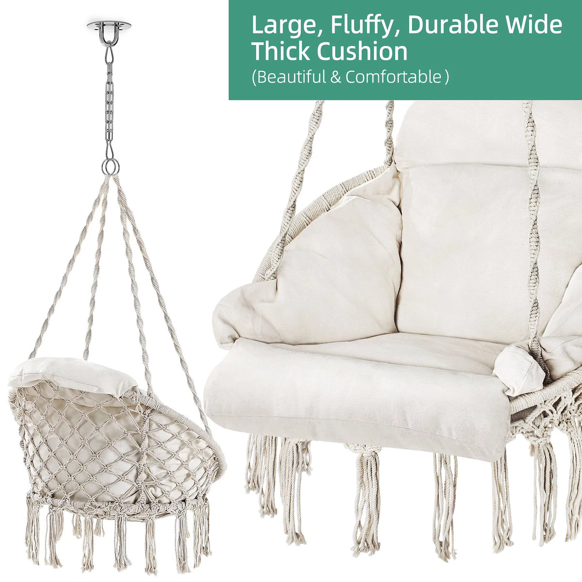 Hanging Hammock Swing Chair with Cushion W99486