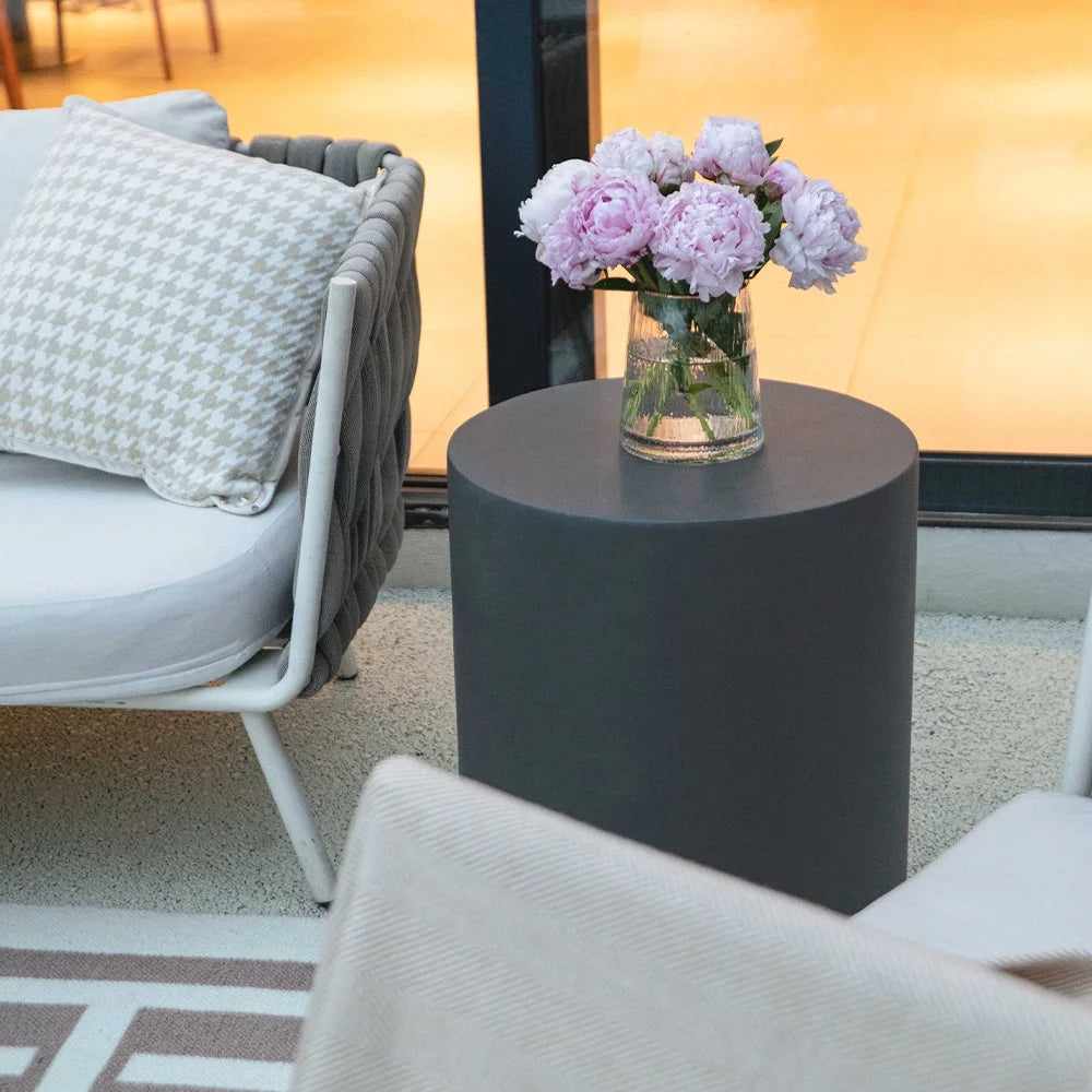 Slate Black Round Coffee Table End Table Set of 3 T51949