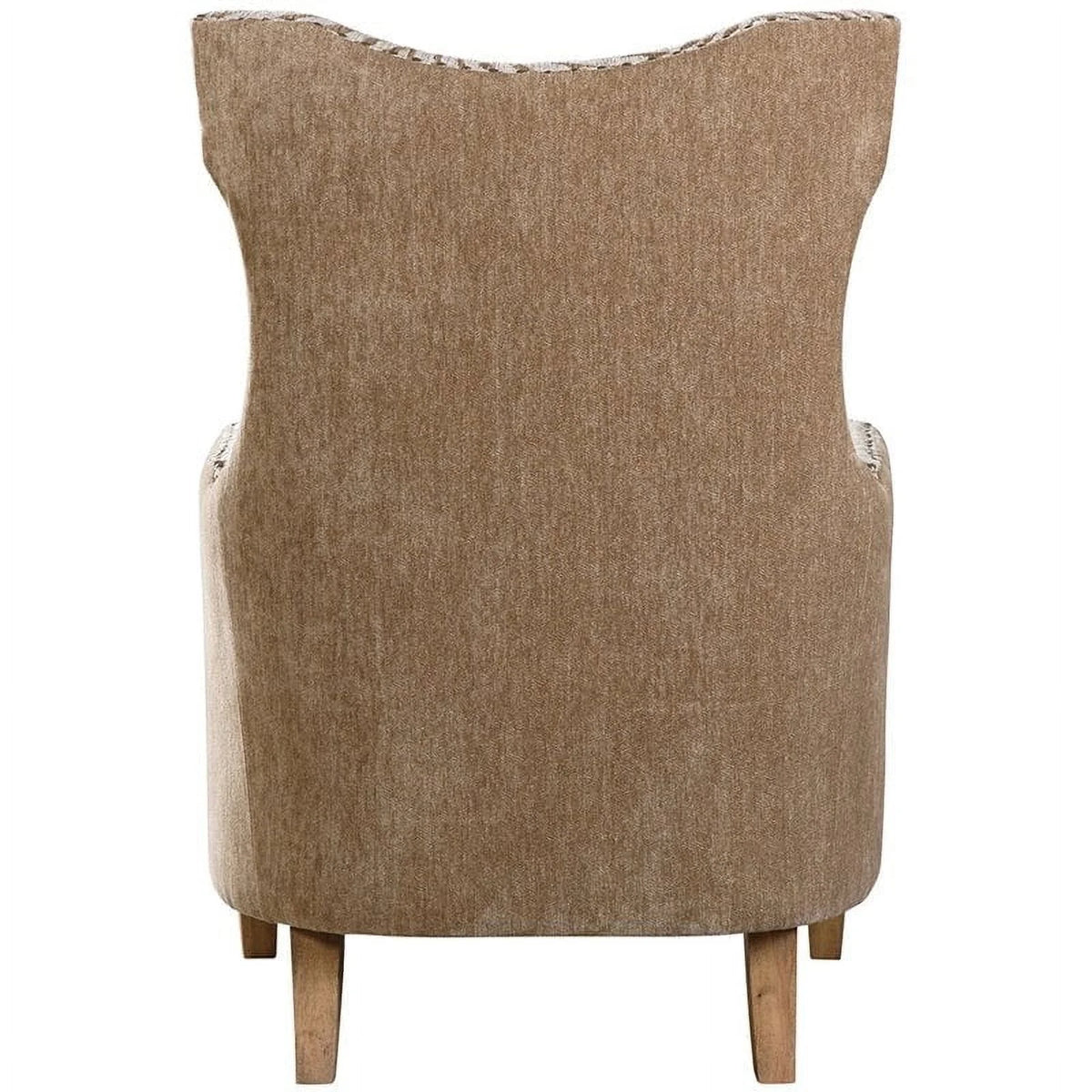 Brown Animal Pattern Fabric Wood Armchair I2770