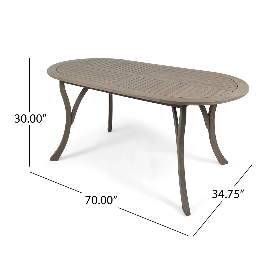 Acacia Wood 6-Seater Dining Set with Oval Dining Table L594