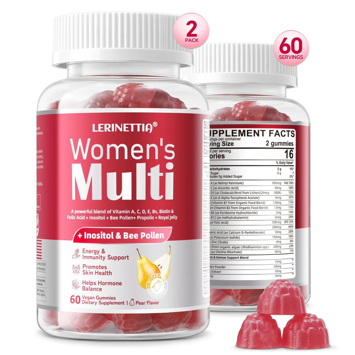 120 Count Vegan Sugar Free Womens Multivitamin Gummies H326