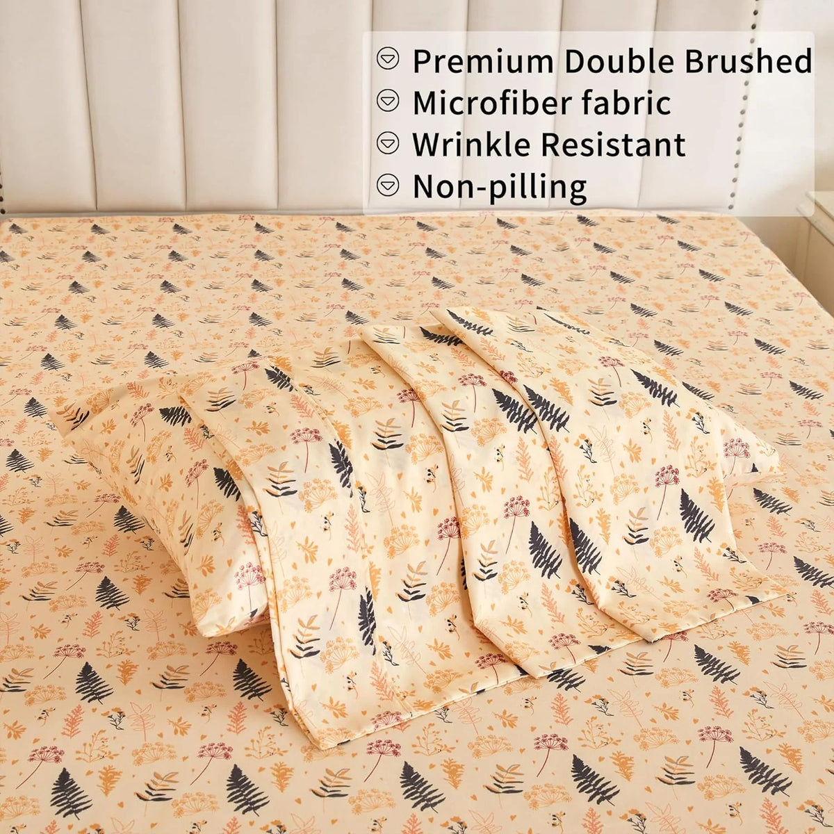 Floral Microfiber Full Double Bed Sheets S8575