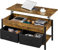 Lift Top Coffee Table with Hidden Storage and 2 Fabric Baskets U5435