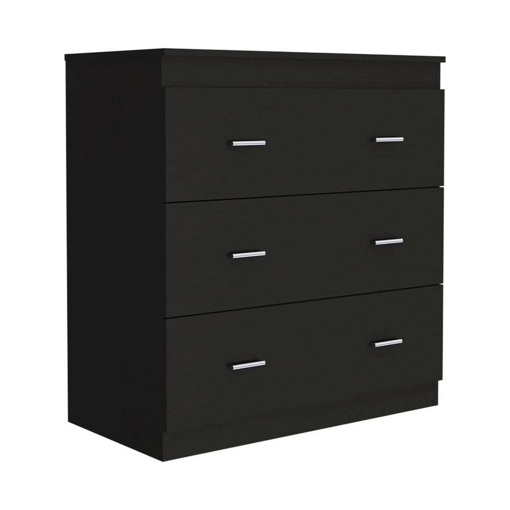 Black 3 Drawer Dresser with Metal Handles C46391