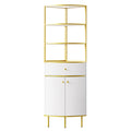 White Wooden Corner Bookshelf with 1 Drawer and 2 Doors G59005