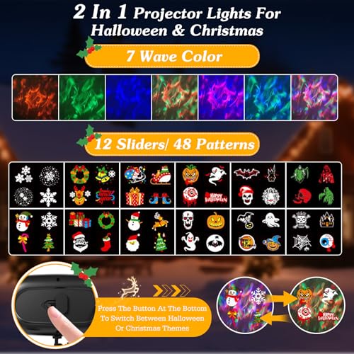 Halloween Projector Lights with 19 HD 3D Ocean Wave Effects M56057