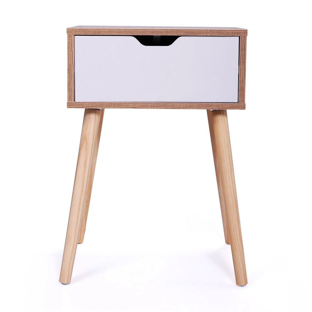 White 2Pcs Nightstand With Storage Drawers F315116