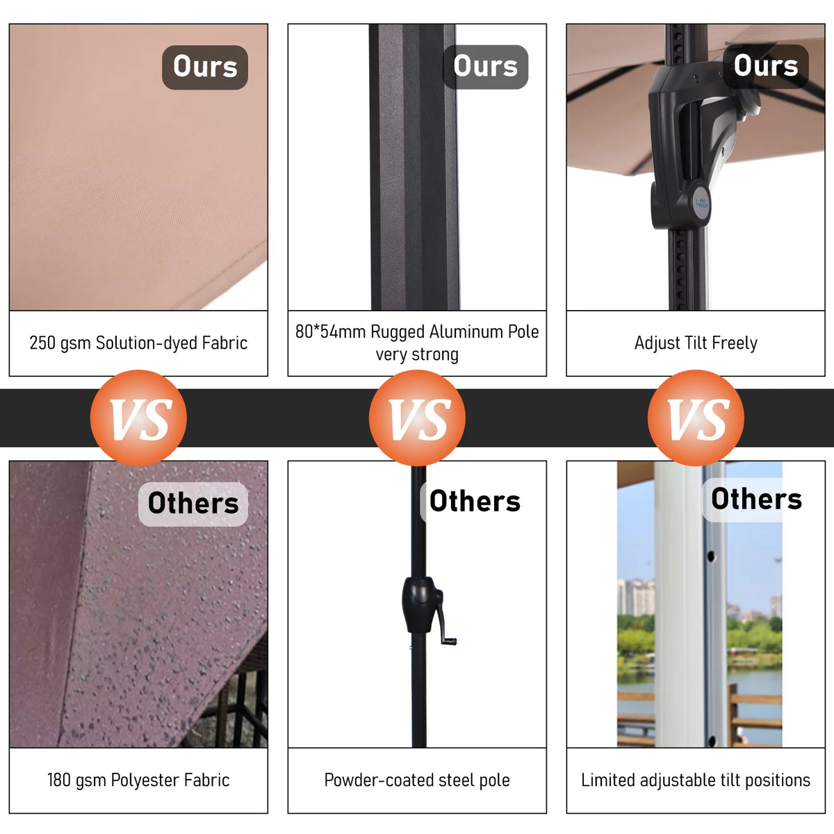 10ft Cantilever Offset Patio Umbrella with 360 Degree Rotation & Tilt & Cross Base R517
