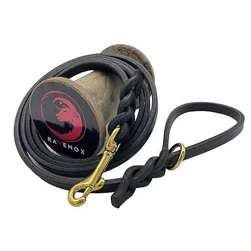 6 FT Braided Leather Dog Leash U40397