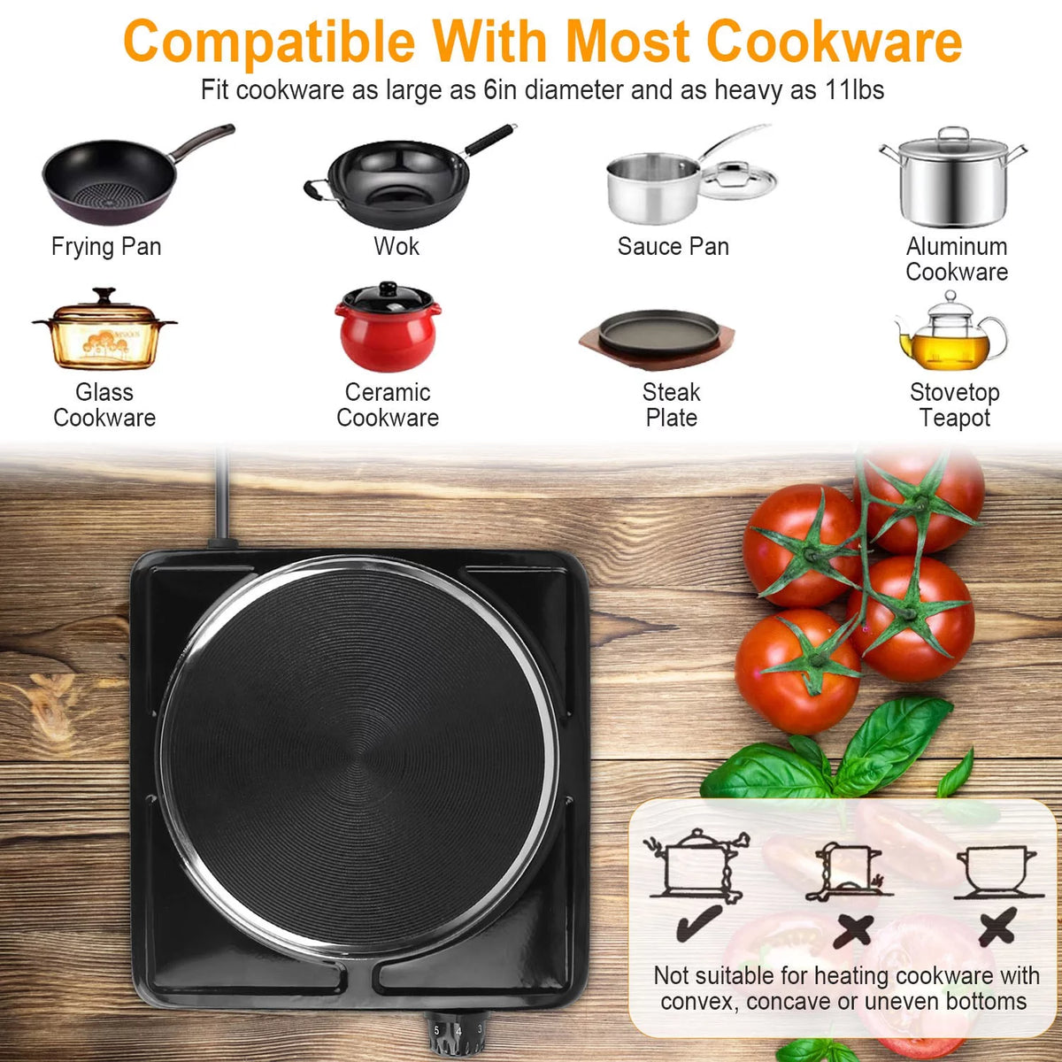 1500W Electric Single Burner Hot Plate K562