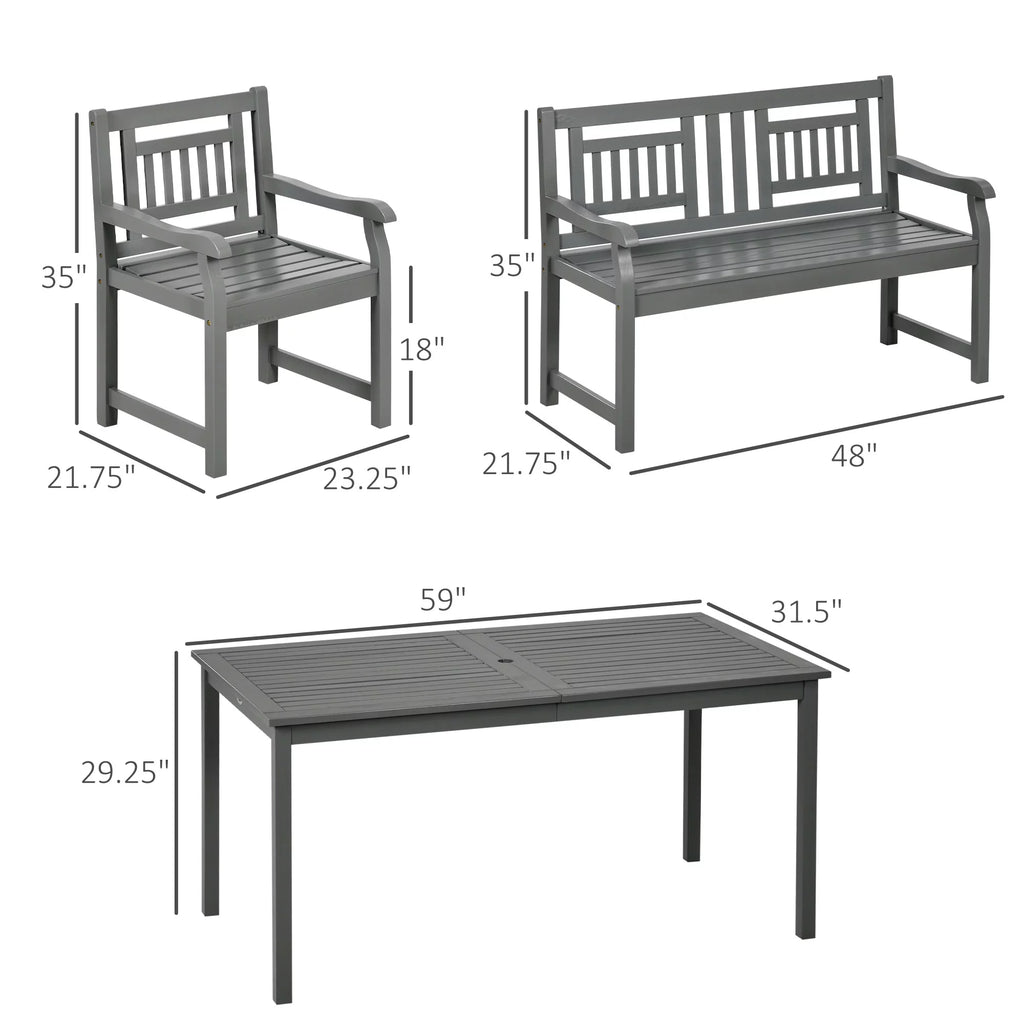 6pc Gray Wood Patio Table & Chairs A541679