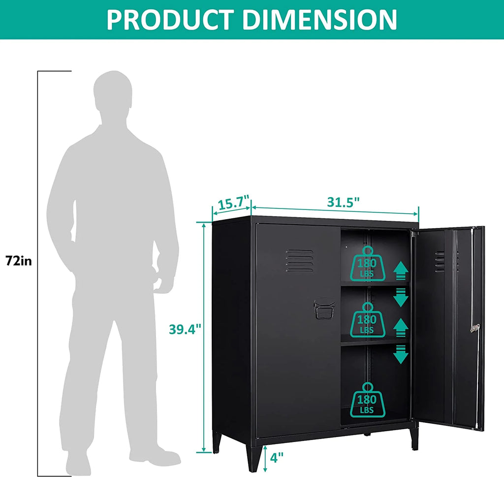 40" Metal Cabinet with Doors and Shelves B49320