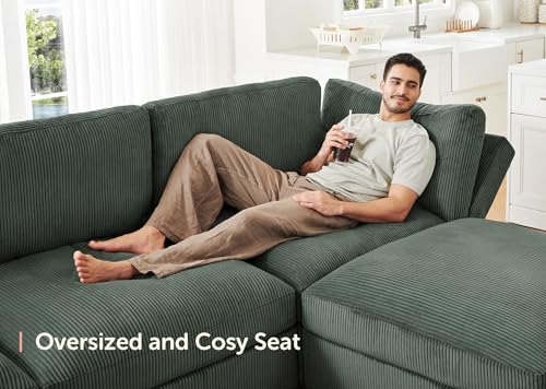 Beige Corduroy Modular Sectional Sofa with Storage M865