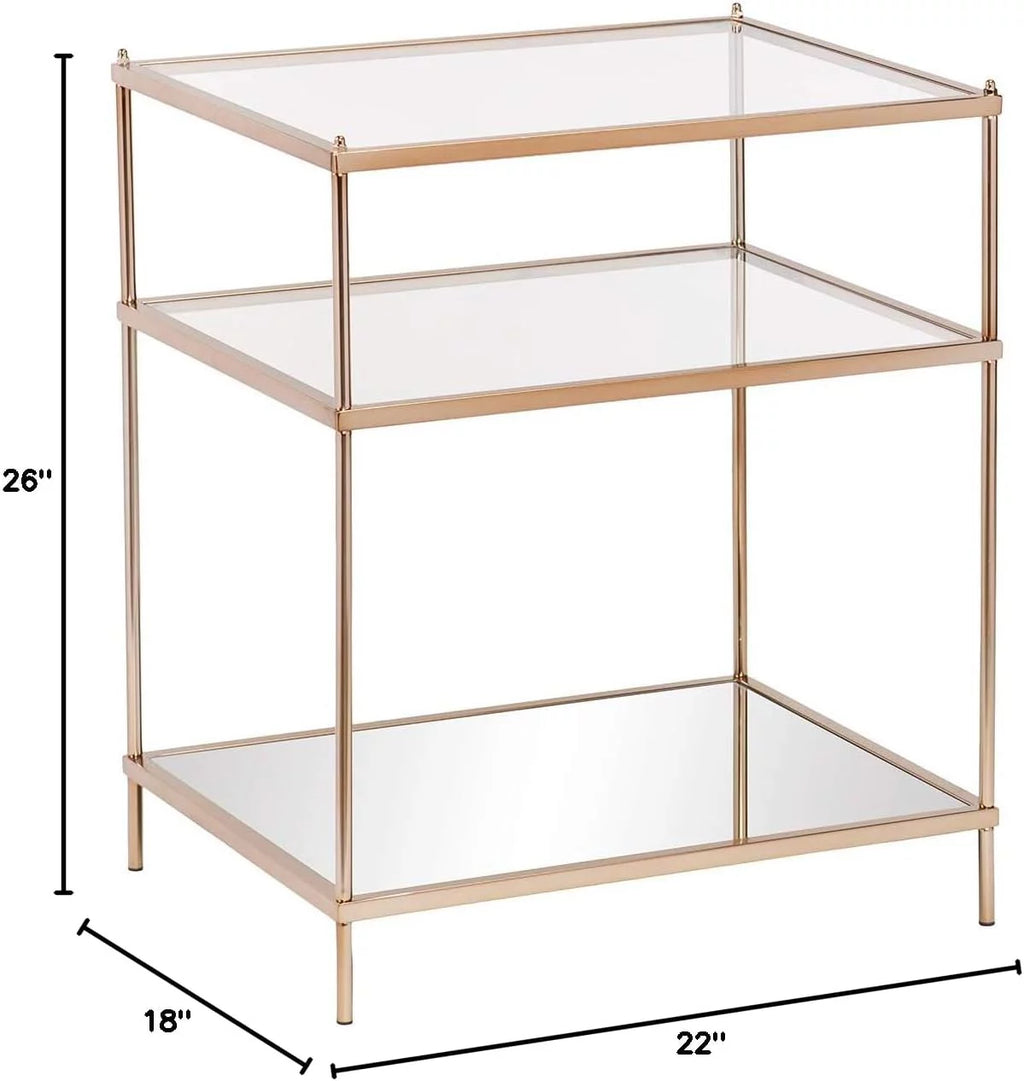Mirrored 3-Tier Side Table Y5365