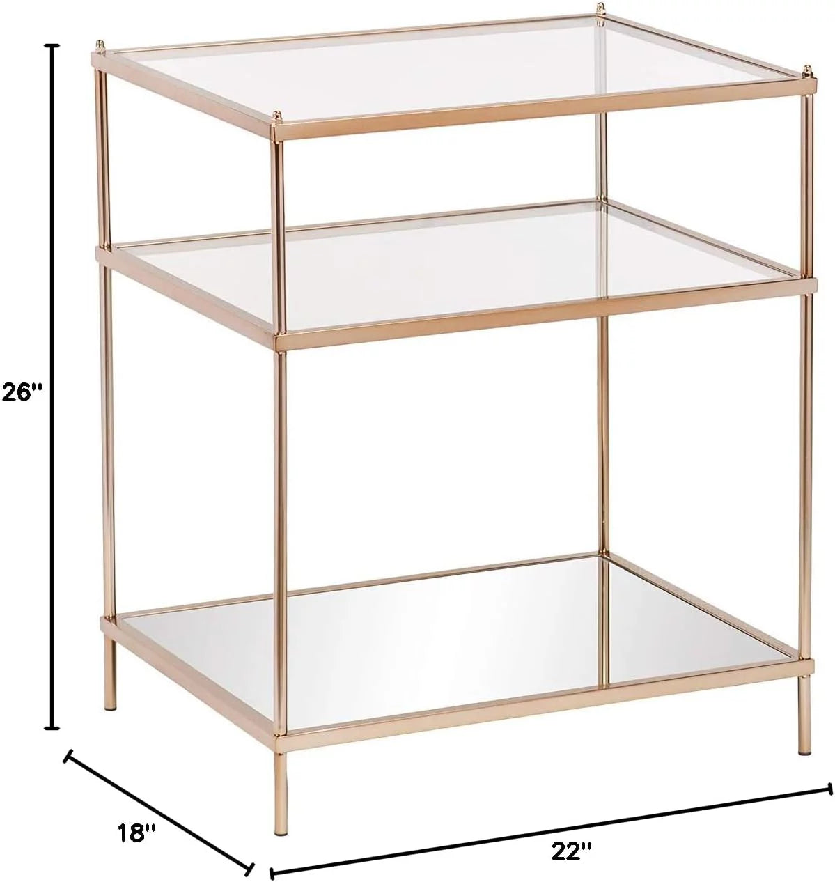 Mirrored 3-Tier Side Table Y5365