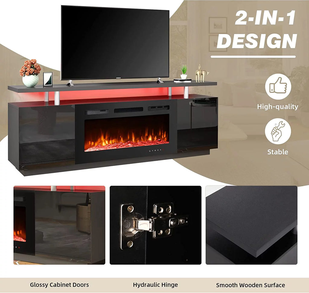 White Fireplace TV Stand with 40'' Electric Fireplace B291