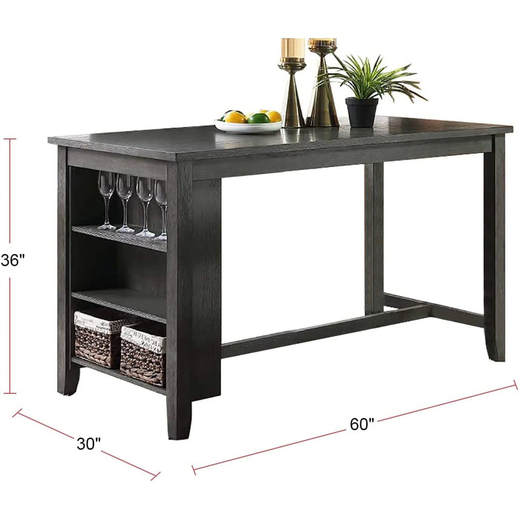 1pc Counter Height Dining Table with Storage Shelves N9100