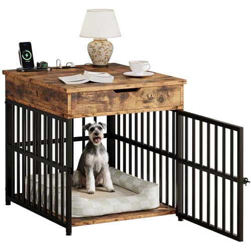 Wooden Dog Crate Furniture with Flip Top Drawer X348587