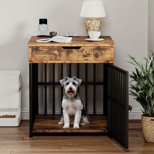 Wooden Dog Crate Furniture with Flip Top Drawer X348587
