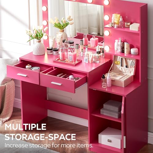 Vanity Desk with Mirror and LED Light Strip I9648