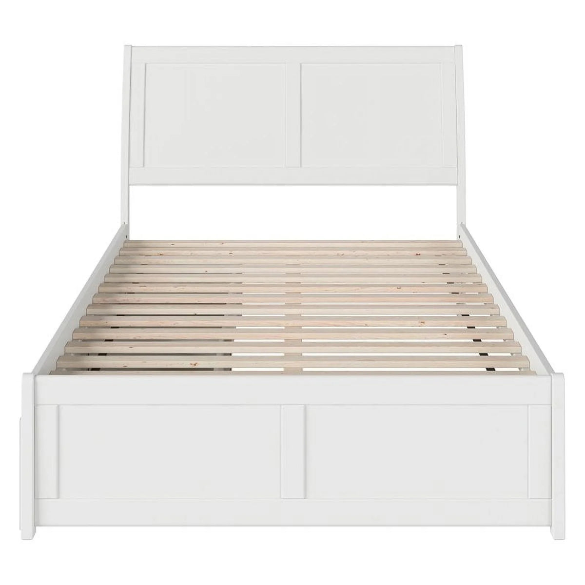 White Solid Wood Full Storage Platform Bed O2607