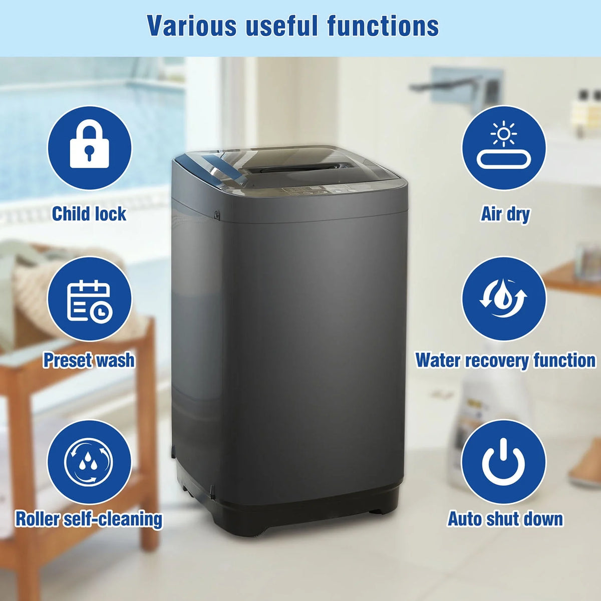 Portable Automatic Washing Machine 8 Water Levels 10 Programs L674499