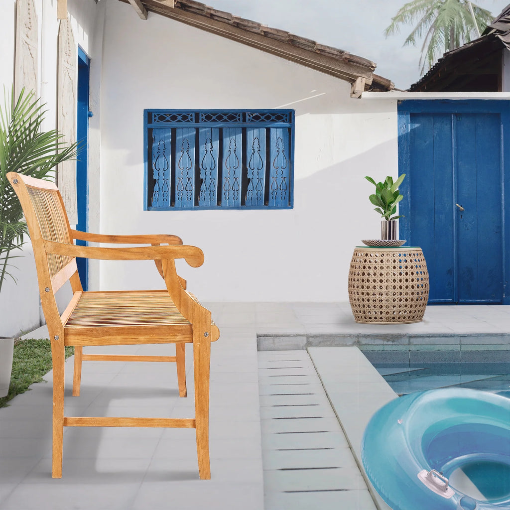 Teak Wood Outdoor Bench with Arms K628