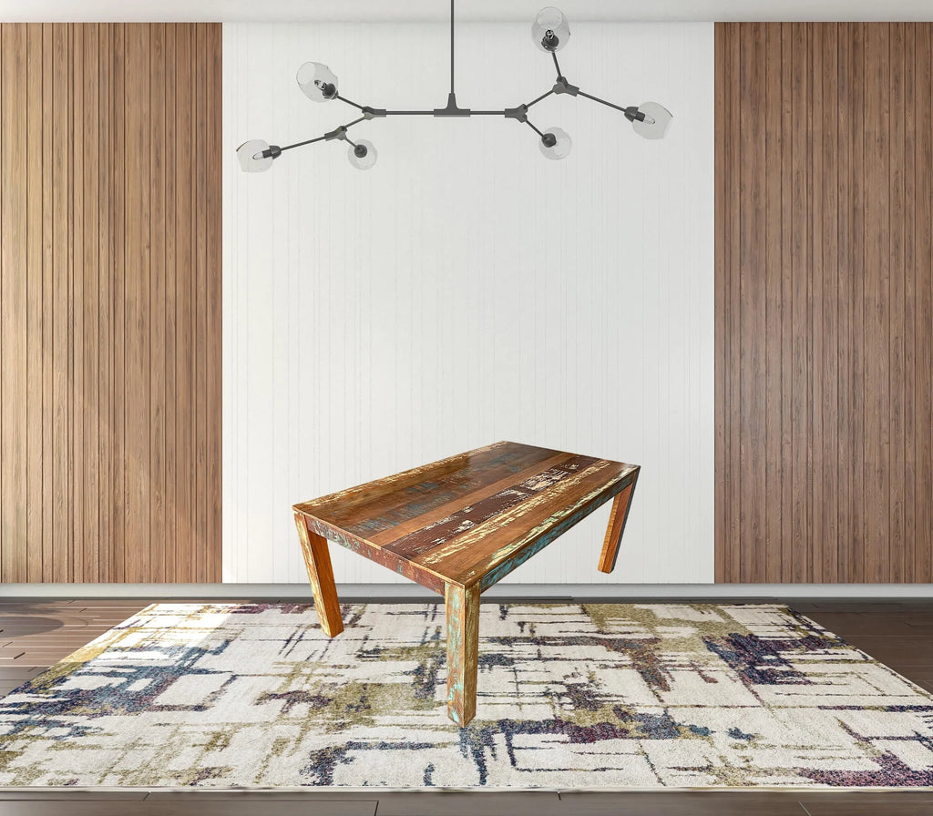 Brown Distressed Solid Wood Rectangular Dining Table T8080