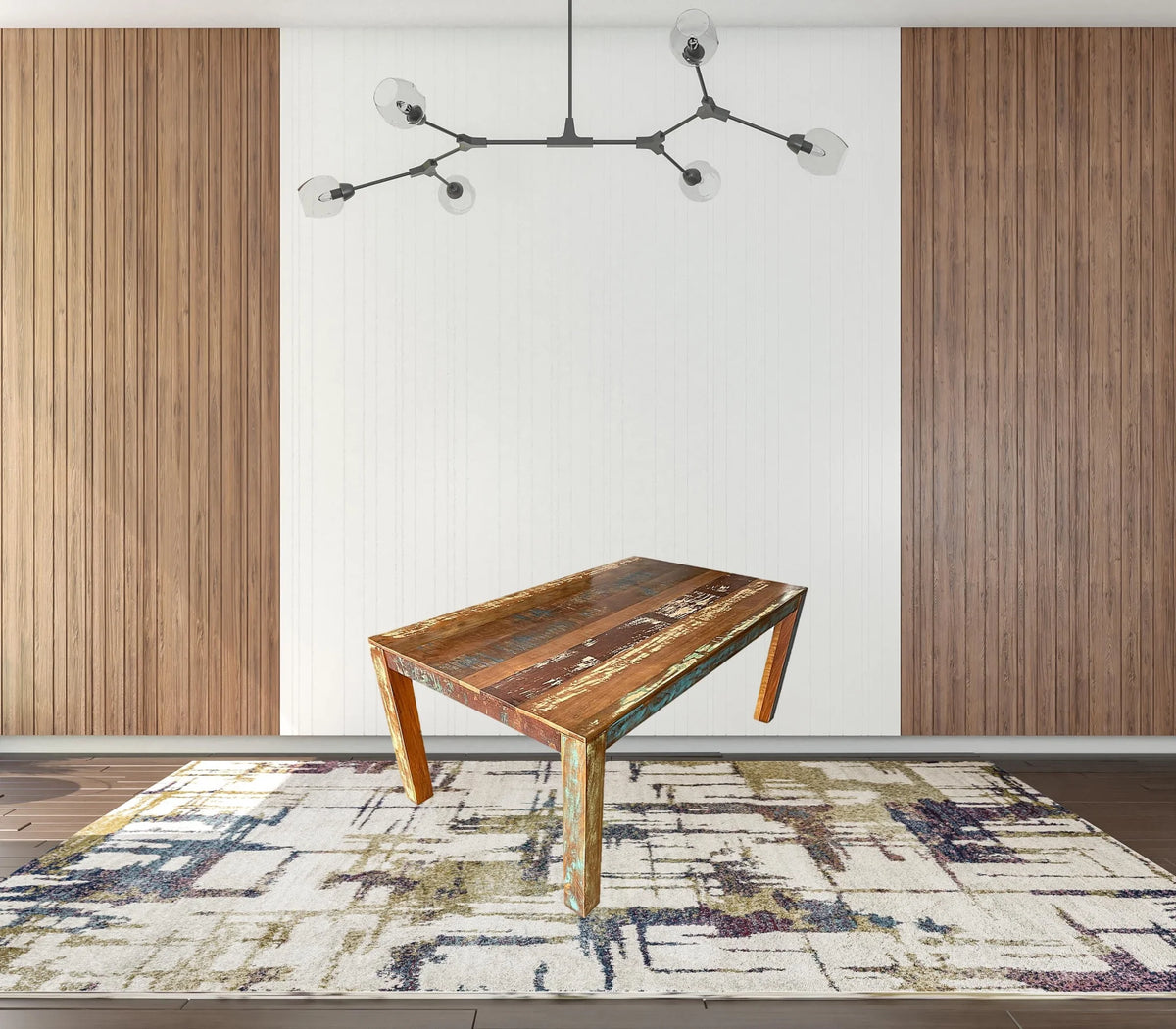 Brown Distressed Solid Wood Rectangular Dining Table T8080